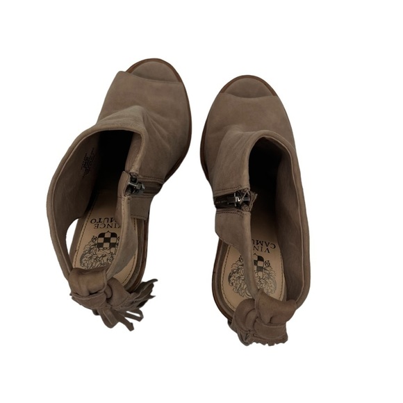 Vince Camuto Brown Leather Kyleena Block Heel Peep Toe Ankle Boots Size 6 Womens - Picture 5 of 12